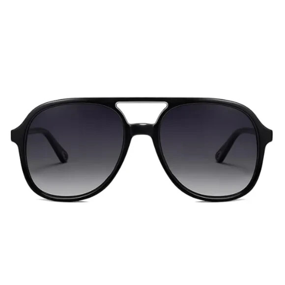 Polarized Aviator Sunglasses Classic 70s Vintage Square Black-image