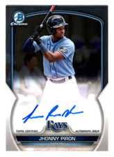 Jhonny Piron 2023 Bowman Chrome 1st Year Prospect Autograph Auto Tampa Bay Rays