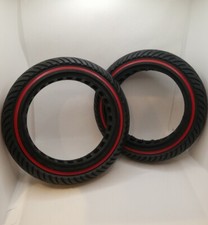 Set 2x non-pneumatic electric scooter replacement tire red pinstripe 8.5 X 2