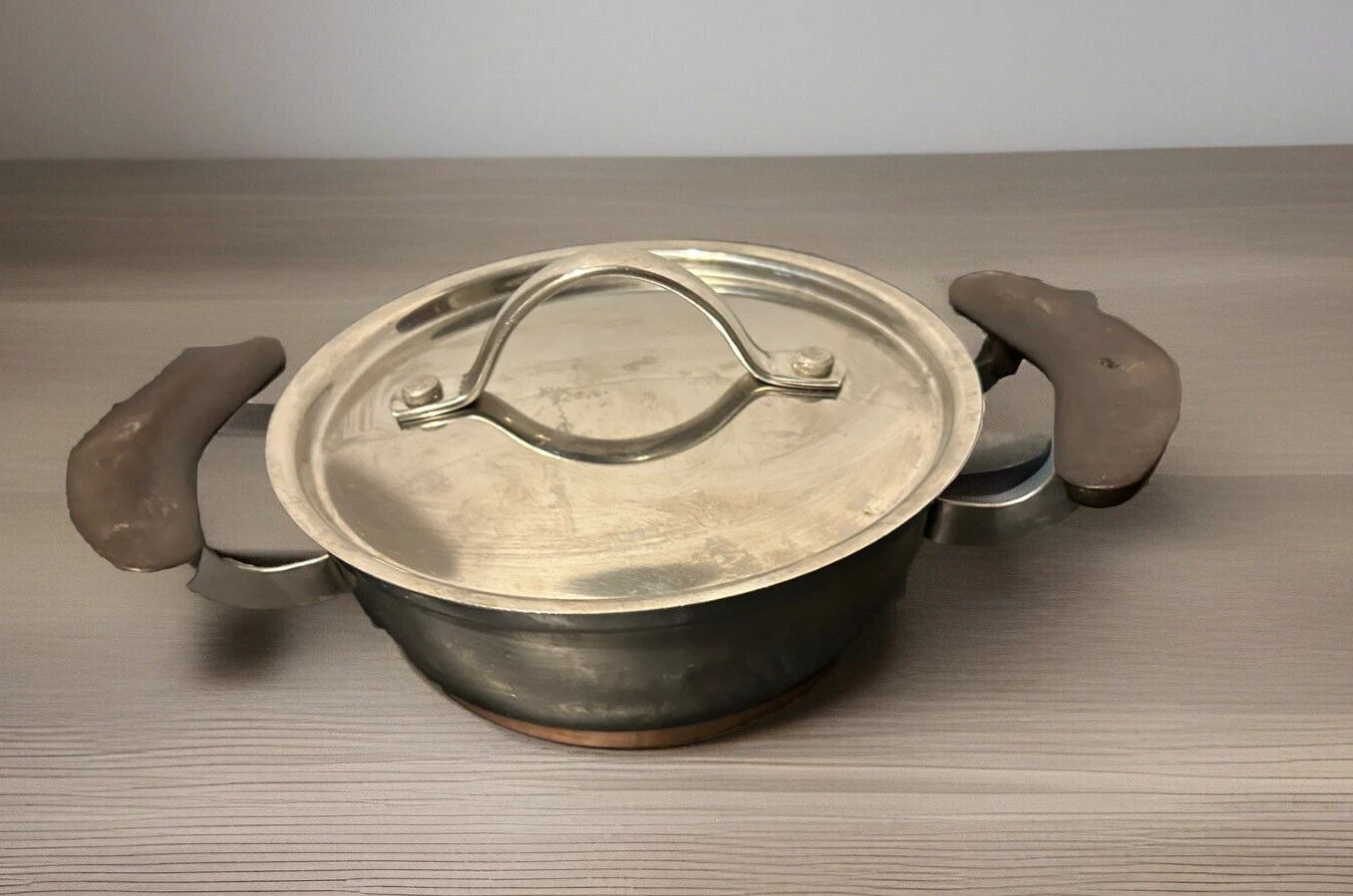 Vtg Presto Pride 18-8 Copper Bottom Double Handle Stainless 6.5” Sauce Pan & Lid