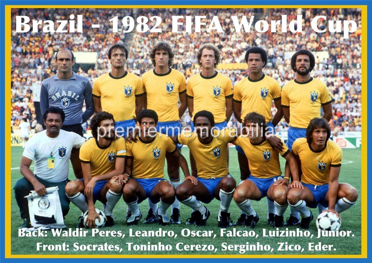 BRAZIL 1982 WORLD CUP FINALS SOCRATES ZICO EDER JUNIOR FALCAO LEANDRO A4  PRINT