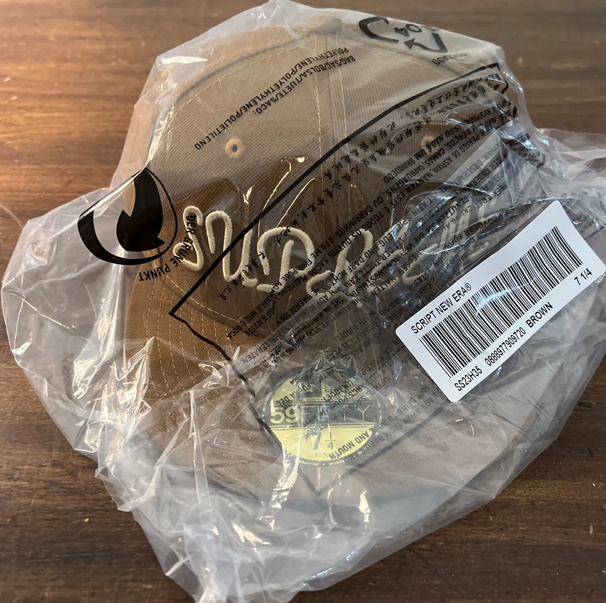 SUPREME SCRIPT NEW ERA HAT BROWN SIZE 7 1/4/ SS23 WEEK 1 (100% AUTHENTIC)  NEW