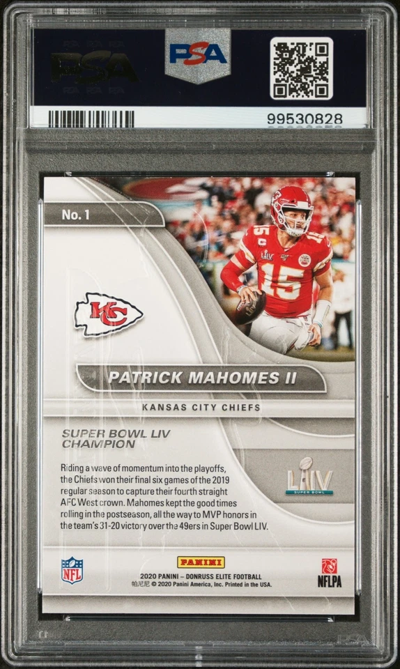 2020 Panini Donruss Elite - Title Waves #1 Patrick Mahomes II PSA 10 GEM MINT - Image 2 of 2