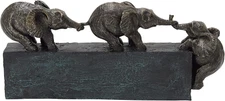 Polystone Elephant Decorative Sculpture Home Decor Statue, Accent Figurine 17" X