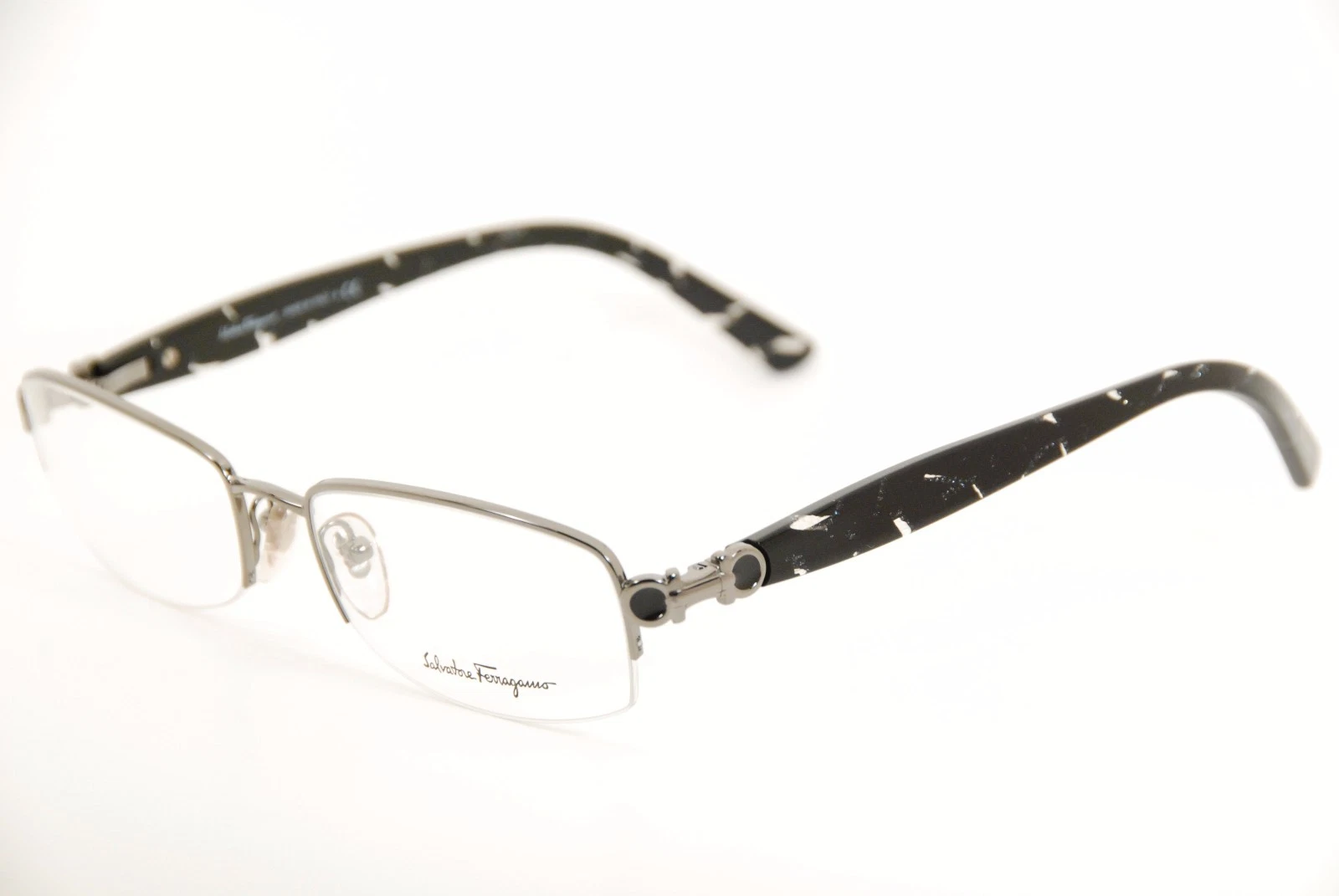 New Authentic Salvatore Ferragamo 1845 502 Gunmetal 53mm Half Rim Eyeglasses RX