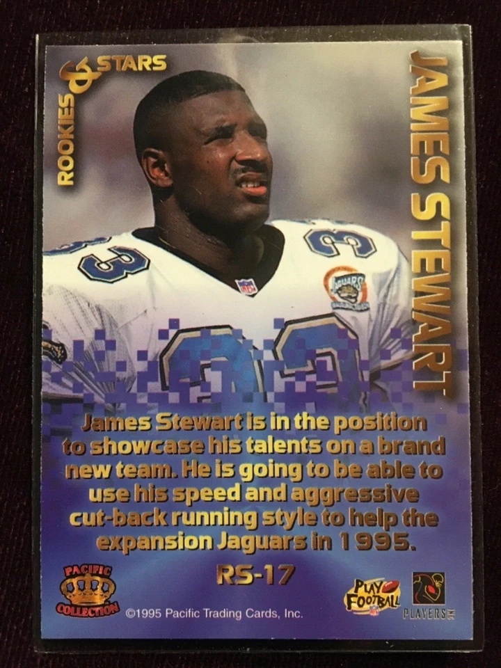 1995 Pacific Triple Folders Rookies & Stars James Stewart Rookie Card #RS-17 - Image 2 of 2
