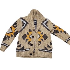 Oshkosh B gosh Sweater Shawl Collar Cardigan Sz 18M Beige Yellow Grey Southwest