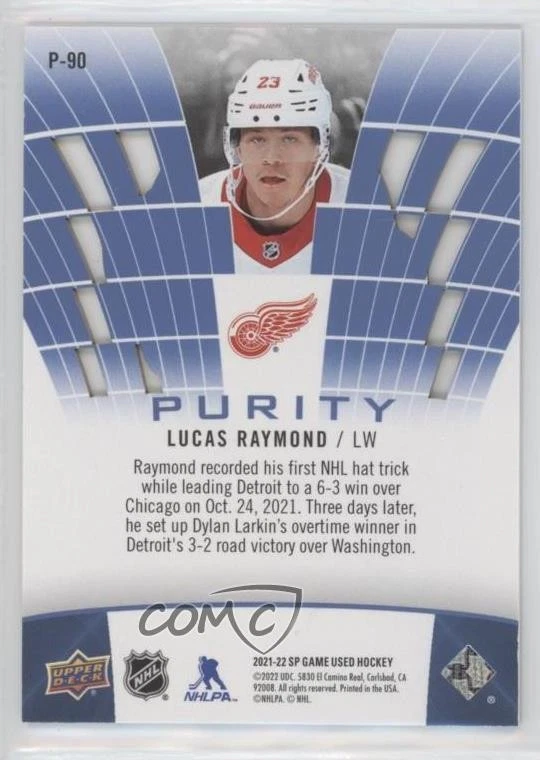 2021 Upper Deck SP Game Used Purity Rookies Platinum /35 Lucas Raymond Rookie RC - Image 2 of 2