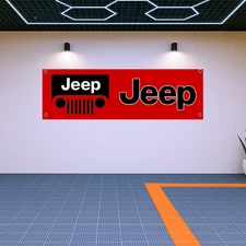 Decoration Jeep Design Flag Banner 71x24in Garage Wall Decors Art