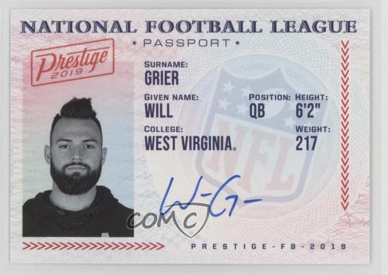 Will Grier Panini Prestige NFL Passport Signatures #PAWG Base
