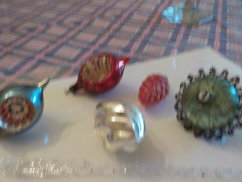 Vintage Glass Christmas Ornaments Hand Painted Lot Of 6 W Germany Indents Icicle