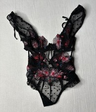 For Love Lemons Zinnia Embroidered Teddy Bodysuit Size 32 A