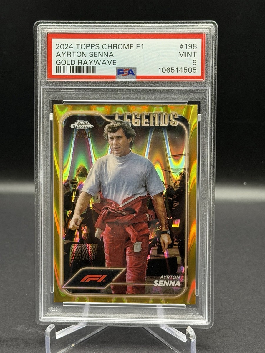 2024 Topps Chrome Formula 1 F1 Ayrton Senna #198 Gold Raywave /50 PSA 9 Mint