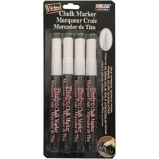Uchida 482-4W Bistro Chalk Marker Fine Point Set 4/Pkg-White