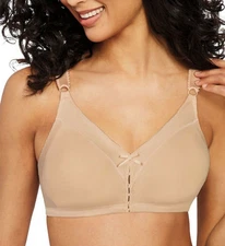 Bali 3036 Beige Double Support Cotton Comfort U Back Wireless Bra Sz 34D