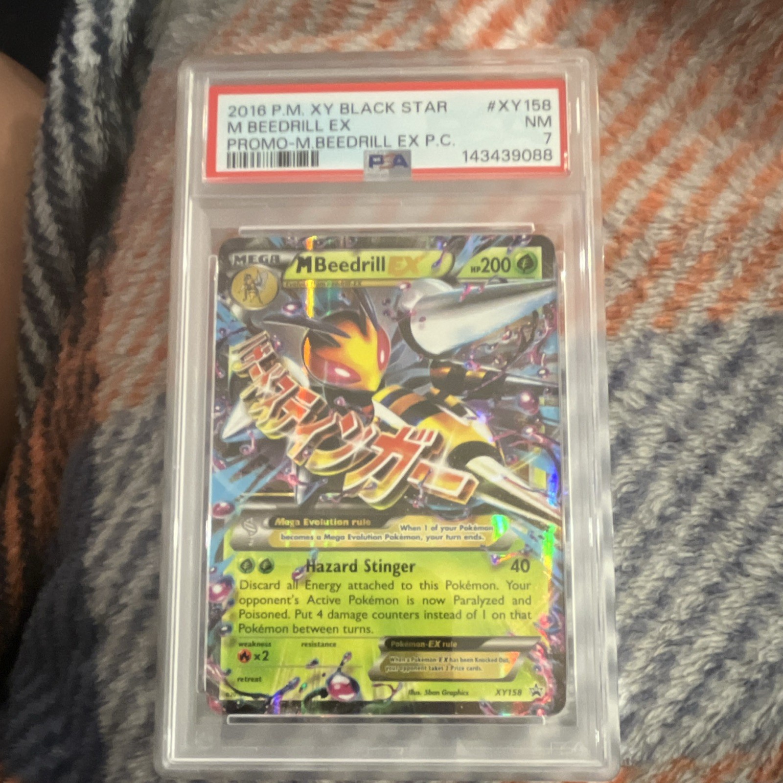 Pokemon 2016 XY Black Star Promo M Beedrill EX XY158 Holo PSA 7