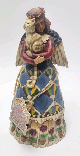 Jim Shore ANGEL WITH CAT 8" Figurine 105170 Love Kitten Feline 2002 Enesco