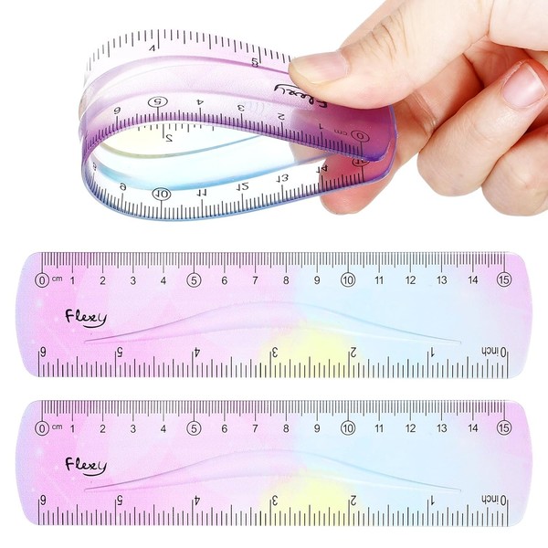 Flexibles Lineal 15Cm Bunt Biegsam Bruchsicher Kunststoff FüR Schule BüRo-image
