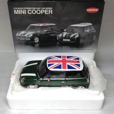 Kyosho 1/18 Mini Cooper Green White Stripes Union Jack Pre-Owned 14+