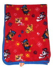 Paw Patrol Red Blue Trim Plush Toddler Throw Blanket Nickelodeon Security 30x42"