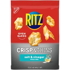 (3 pack) RITZ Crisp and Thins Salt and Vinegar Chips, Party Snacks, 7.1 oz