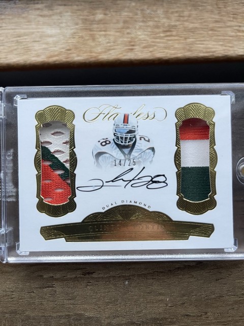 2017 Clinton Portis Panini Flawless on card auto Dual Patch. Miami Hurricanes.