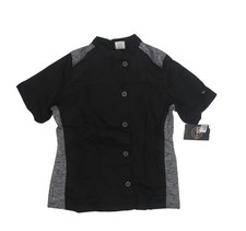 Chef 360 Chef Coat Womens Small Black Gray Short Sleeve Button Front Top