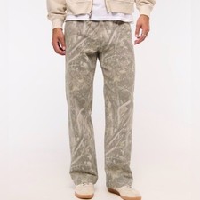 ABERCROMBIE  FITCH BAGGY GREEN FALL LEAF PRINT WIDE LEG CARPENTER PANTS 28x30