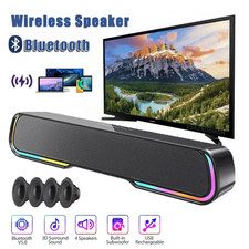 Wireless Surround Sound Bar 4 Speaker System Bluetooth Subwoofer TV Home Theater