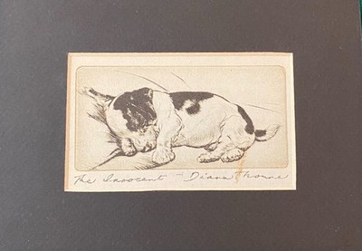 Sealyham Terrier Pup - CUSTOM MATTED - Vintage Dog Art Print - 1936 Diana Thorne