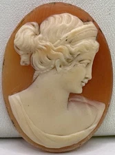 Vintage Loose Unmounted Carved Cameo Shell Woman Side Profile(4.99gr)