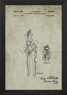 1959 Händeschere Schere gerahmtes Wandbild Poster Leinwanddruck Bild