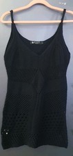 PEARL Knitwear Womens Crochet Mini Dress Size S/M Black See Through Beach Club