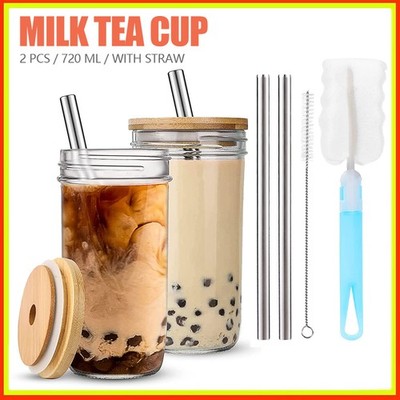 2PCS Bubble Tea Becher Tumbler Becher Wiederverwendbare Smoothie Becher 720ml
