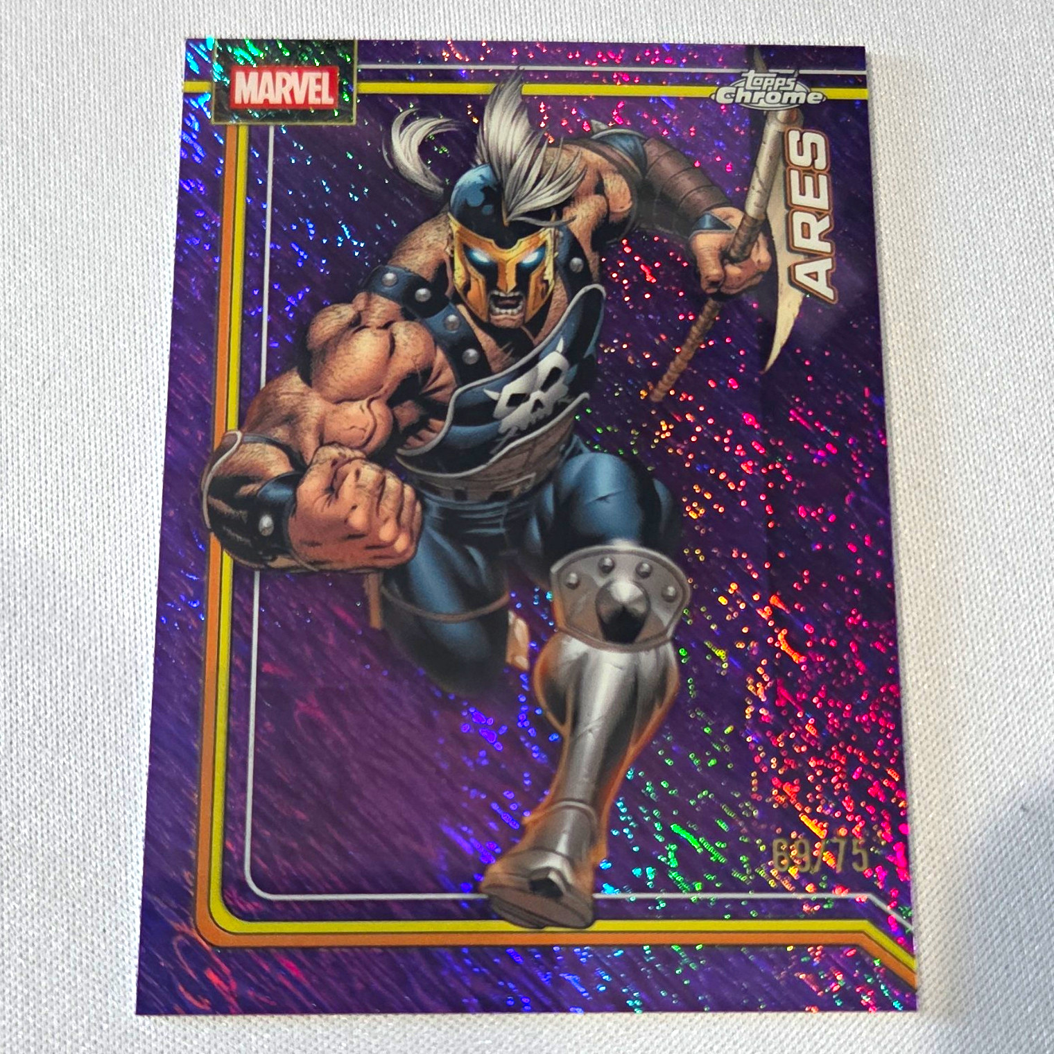 2026 Topps Chrome Marvel Comics Ares Purple Shimmer Refractor /75 #008