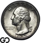 1932-D Washington Quarter, Gorgeous Gem BU++, Key Date, Great Toner!