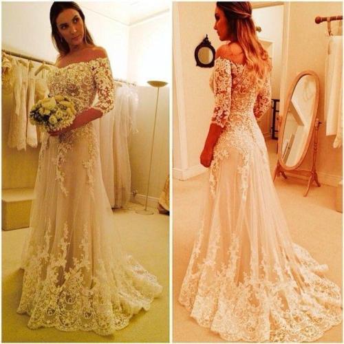 off white lace wedding dress