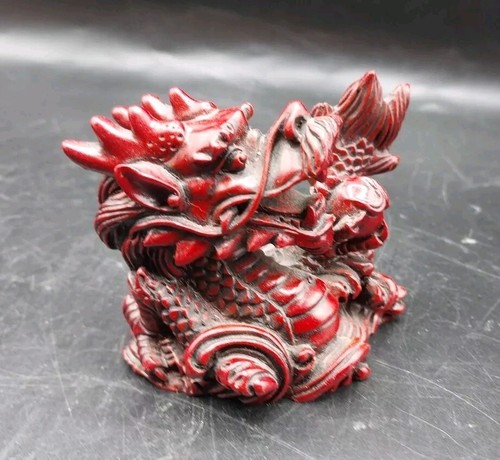 3 Vintage Red Resin Dragon with Ball Cinnabar and Monkey/Monk? - Picture 3 of 24