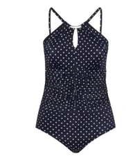 NEW Orig$139 Ruby Ribbon Navy Blue Polka Dot One Piece Swim Bathing Suit sz 12