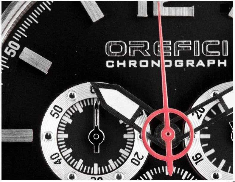 Orefici Regata retrógrado Miyota 48mm mostrador preto cronógrafo aço inoxidável ORM1C4801 - Imagem 3 de 4