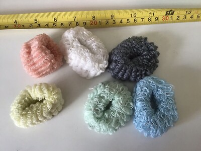 RETRO 80er VINTAGE MULTI RESTPOSTEN HAAR STRETCH SCRUNCHIE BAND Bommel Neu UNBENUTZT X6