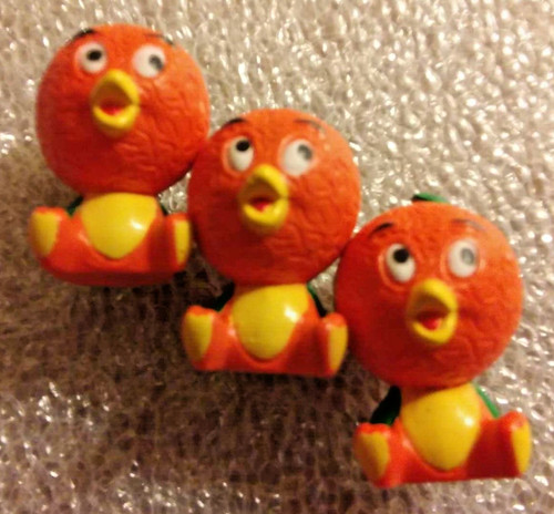 Florida Orange Bird Figures: Set of 3 Mini 1" Stands on its Own Toy Hard Plastic