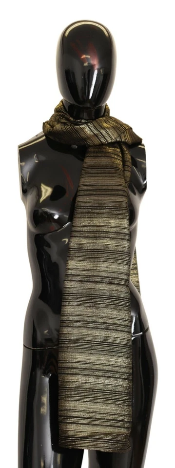 DOLCE & GABBANA Scarf Metallic Gold Silk Stretch Shawl Wrap 200cm x 70cm $500 - Image 2 of 4