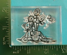 Provo Craft CAT BY FLOWER IN A POT Acrylic Stamp