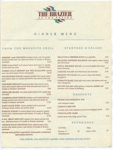 The Brazier at Los Patios Dinner Menu North Loop Road San ...