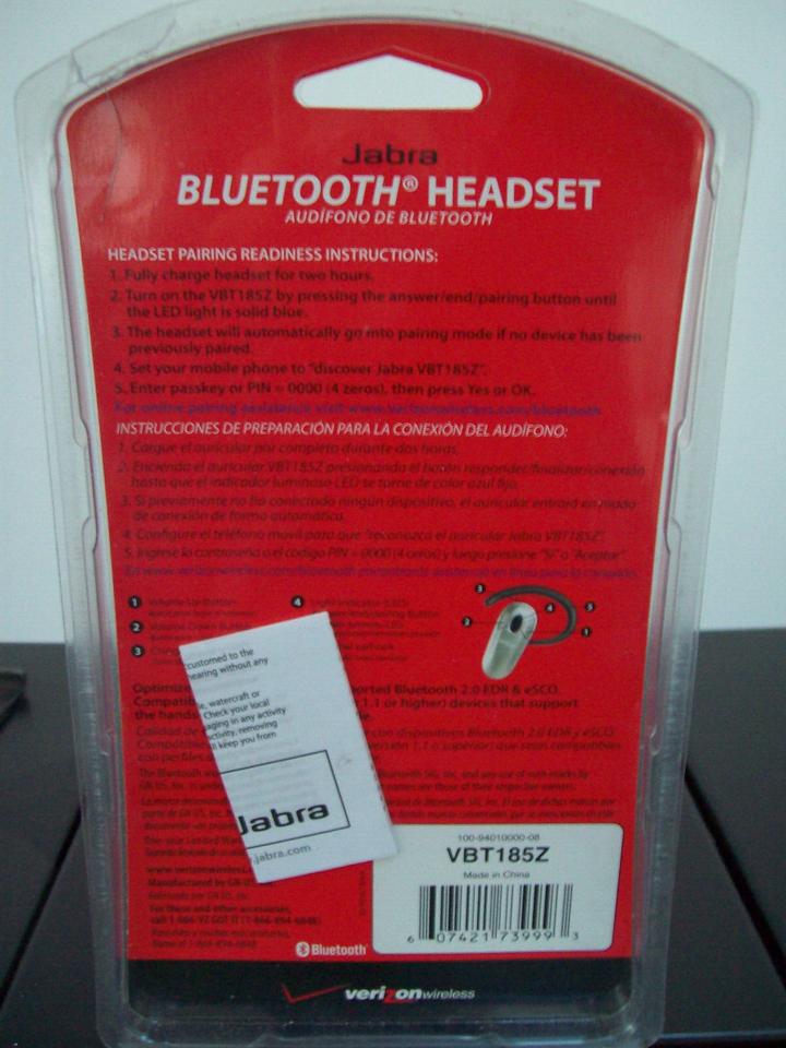 Verizon Jabra VBT185Z Universal Bluetooth Headset BRAND NEW eBay