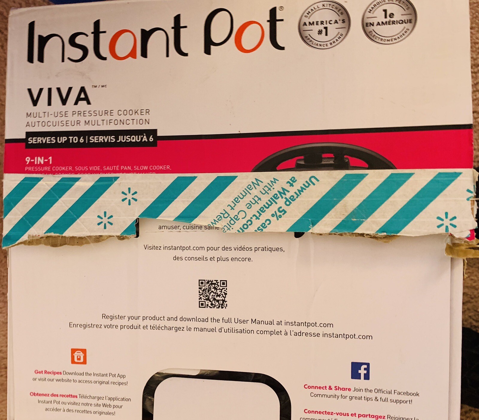 New Instant Pot 6 Quarts Viva 9-IN-1 Multi-Use Pressure Cooker, Stainless Steel