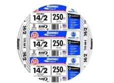 New ! 250 ft. 14/2 Romex SIMpull Solid NM-B W/G Wire, Heat Resistant Jacketed