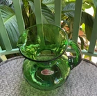 Vintage Blenko Glass Green Pitcher with sticker