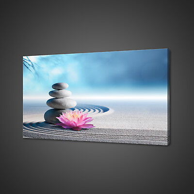 Sand Lily Pebbles Spa Zen Bathroom Mounted Canvas Print Wall Art Picture Photo - Zen Wall Art Canvas